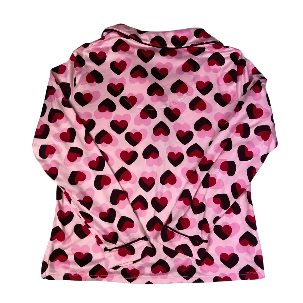 Kate Spade New York Heart Print Pajama Top Pink Small Loungewear - Picture 3 of 3